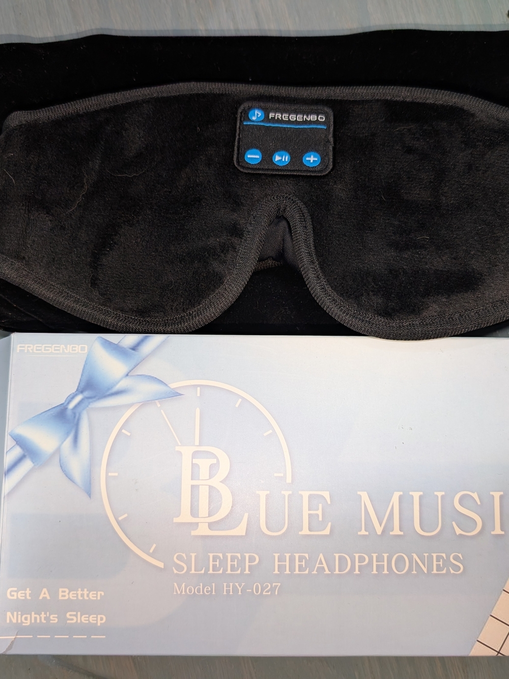 FREGENBO Black Bluetooth Sleep Headphones Eye Mask